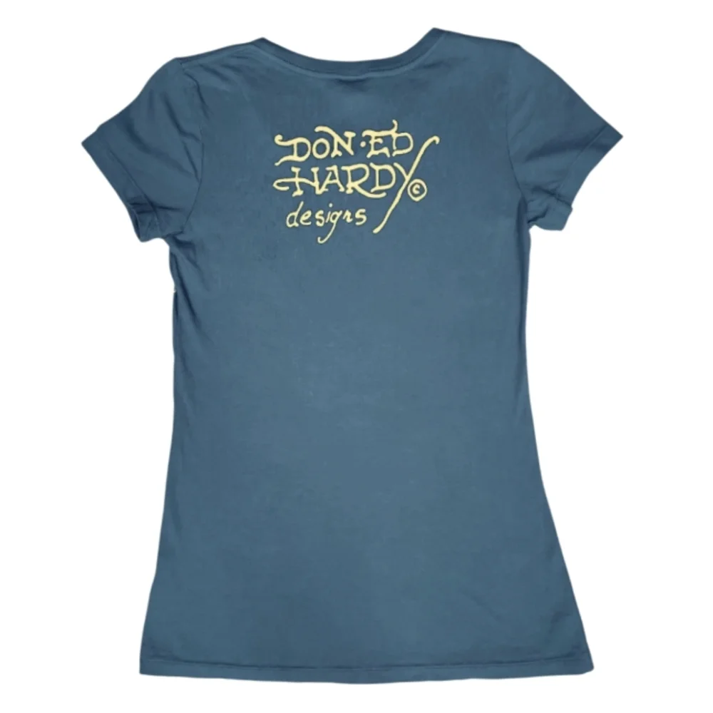 NWT Vintage Ed Hardy Skull & Roses Graphic Tee by Christian Audigier - Picture 3 of 10